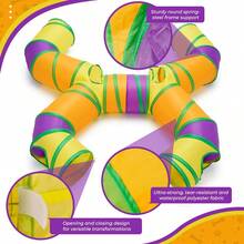 Large Foldable Indoor Cat Toy Tunnel With Maze Design, Hanging Plush Balls And Interactive Openings, Suitable For Kittens, Puppies, Rabbits, Ferrets And Guinea Pigs - Multicolor - View 5