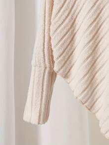 Young Girls Ribbed Knit Long Sleeve Top And Flare Pants Set, Suitable For Daily And Outdoor Wear In Spring And Autumn - Beige - View 4