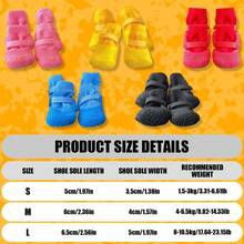 4pcs Waterproof Dog Shoes, Anti-Slip Paw Protector Boots With Soft Sole, Washable & Reusable Pet Booties For Small Dogs & Puppies, Rain, Snow & Hot Pavement - Multicolor - View 11
