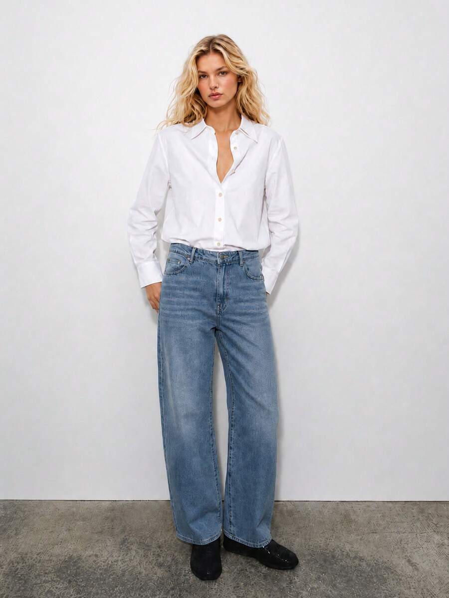 Zerodot Women Blue Denim Relaxed Fit Jeans Casual Daily Fall Pre Fall - Light Wash - View 1