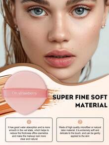 10pcs Mixed Color Daily Makeup Sponge Set, Soft Makeup Sponges Suitable For Liquid Cream Foundation, Portable Bedroom Vanity Travel Practical Beauty Tool, Affordable Beautiful Christmas Holiday Gift For Women - Pink - View 2
