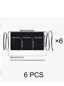 Pure Black Waist Apron With Pockets For Server, 3 Pockets, Waterproof And Splash-Proof, Unisex, With Extended Waistband, Suitable For Gardening, Cooking And Catering Service, Ideal For Kitchen And Restaurant Work - Black - View 10