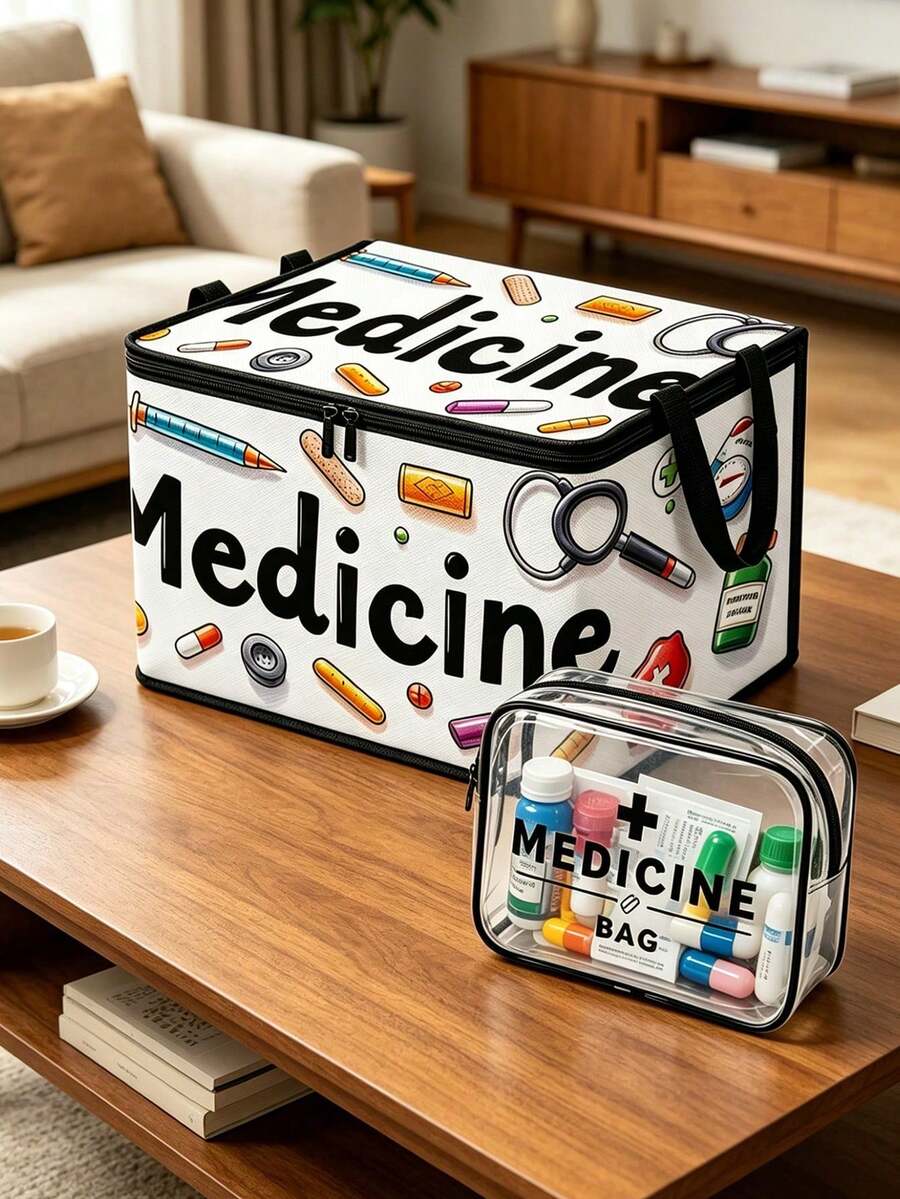 Clothing And Medicine Storage Box With Transparent Storage Bag, Creative TNT Fun Storage Box, Foldable Large Capacity Home Clothes Storage Organizer With Lid, Zipper Storage Box, Quick-Pull Foldable Bag, Blanket Organizer Bag, Bathroom Storage Box, Home Gift, Guest Room Storage, Wardrobe Organizer Box, Household Essential, Moving Day Must-Have, Dorm Storage, Back To School Gift, Perfect Gift - Multicolor - View 1