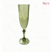 1/6pcs Vintage Reusable Embossed Pattern Wine Glasses, Champagne Cocktail Glasses, Juice Glasses. Suitable For Parties, Weddings, Vintage Style Tableware. Perfect For Valentine's Day, Wedding Banquets And Large Events. - View 10