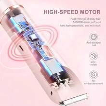 AXH 2-In-1 Women's Electric Shaver, Painless Bikini Trimmer, Waterproof & Detachable Head For Women's Intimate Area - Multicolor - View 3