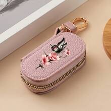 2026 New Car Key Bag Ink Style Butterfly Flower Lychee Pattern Zipper Multi Functional Car Key Storage Bag For Men And Women PortableChangeBag Pendant - Multicolor - View 8