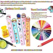 3pcs/Set (Random Pencil Sharpener + Random Tassel Bookmark + Random Cartoon Bookmark Ruler) Dual-Hole Pencil Sharpener Set, Random Color, Manual Pencil Sharpener, Suitable For School Classroom Art Supplies, Portable Pencil Sharpener, Compatible With Standard And Jumbo Pencils, Back To School/Halloween/Christmas Essential, Great Value Set/Limited Time Offer - 3-piece Set - View 1