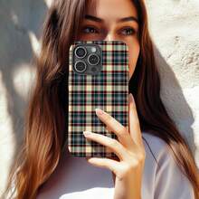 Gingham Checkered Phone Case Fall Plaid Phone Case Tartan Fabric Print Cover Compatible With IPhone 17 16 15 14 Pro Max Plus 13 12 11 - Multicolor - View 3