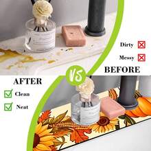 1pc Thanksgiving Pumpkin Faucet Cover, Create Holiday Atmosphere, Bathroom Faucet Splash Guard, Waterproof Non-Slip Faucet Pad, Kitchen Countertop Accessory, Kitchen Dining Table Accessory, Sink, Moisture-Proof Absorbent Pad, Absorbent Drainage Pad, Multi-Functional Absorbent Non-Slip Pad - Multicolor - View 7