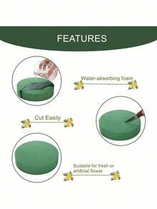 1/3/6pcs Assorted Sizes Floral Foam Blocks, Fresh And Artificial Flower Foam Bricks, Green Dry And Wet Use Floral Foam, Suitable For Fresh And Artificial Flower DIY Crafts, Wedding Decor, Gardening Projects, Table Centerpiece Decoration - A - View 5