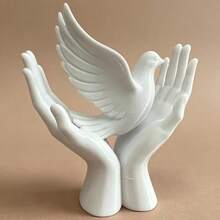 1pc Mini Peace Hand Statue Small Decorative Ornament, Exquisite Creative Peace Dove - Peace Dove Figurine - View 3