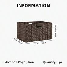 Handmade Woven Storage Box, Oriental Zen Style Solid Color Storage Bin, Living Room Tabletop TV Cabinet Wardrobe Storage Organizer,Modern Boho Rope Plant Hangers, Wood Rattan Geometric Baskets, NaturalMix Metal Frame Accents For Coastal Garden Decor,For Back To School - Multicolor - View 12