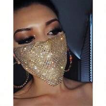 2026 New Beach Women's Wear Nightclub Metal Flash Diamond Decoration Mask Mask - Multicolor - View 9