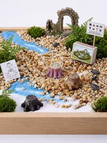 3pcs Resin Mini Tree Stump Fish Tank Decor, Aquarium Decoration Accessories, Mini Tree Trunk Ornaments, Suitable For Fairy Garden, Dollhouse And Photography Props - A - View 5