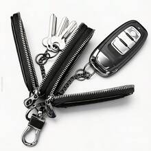Rose Pattern Car Keychain With Zipper, Large Capacity Double-Layer Waist Hanging Design, Suitable For Keys And Keychains, 2D Printing Of Car Keychains - Multicolor - View 10