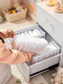 5pcs Fabric Drawer Dividers Storage Organizer Boxes, Multi-Compartment Storage Bins, Suitable For Baby Socks, Underwear And Nursery Small Items - Multicolor - View 2