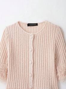 DEEKA Autumn New Women's European And American Style Fashion Minimalist Versatile Design Niche Tassel Knit Top Jacket - Pink - View 8
