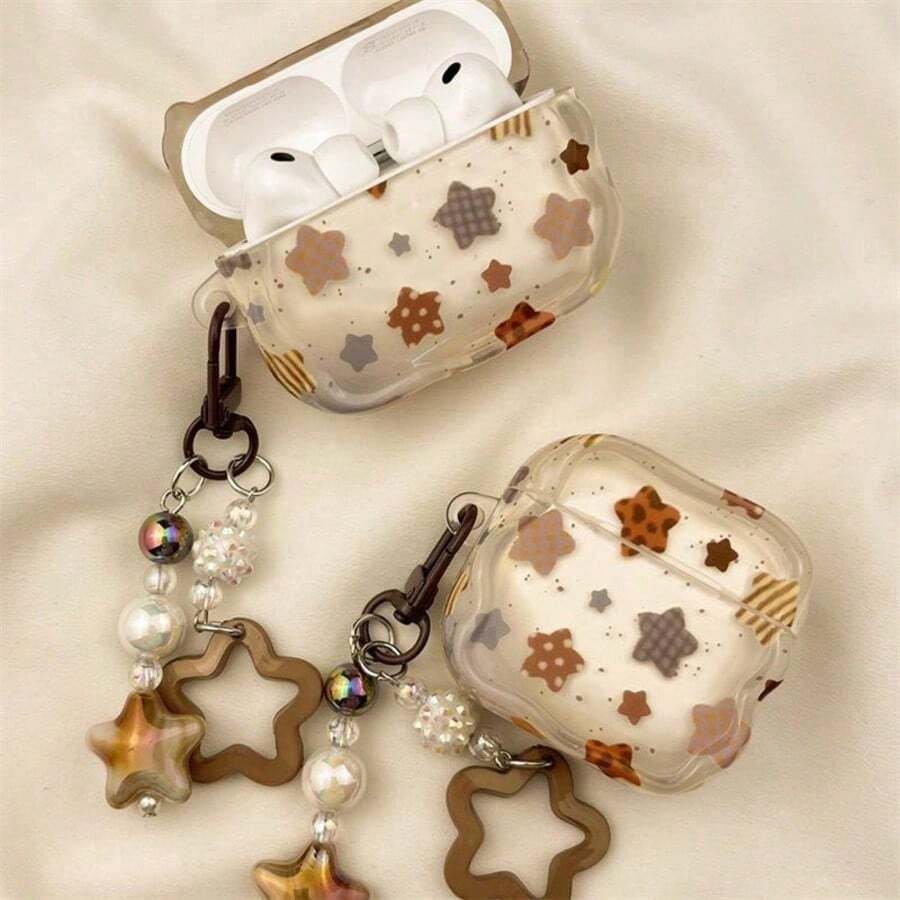 Casing Pelindung Earphone Kartun Bintang Modis dengan Liontin Bintang, Tahan Guncangan dan Debu, Kompatibel dengan Earphone Apple, Aksesori Fashion Remaja, Kemasan Tunggal, Ideal untuk Penggunaan Sehari-hari dan Hadiah. - Gaya bintang kartun aneka warna - View 1