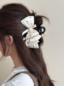 女款白色蝴蝶結波點優雅極簡時尚髮夾 頭飾髮飾 適合日常使用、居家、學校、海灘度假、上班通勤、聚會、派對、假日、生日禮物、返校季、大學風、新年、情人節、母親節禮物、婚禮季、新娘、音樂節、春夏秋冬 - 彩色 - 查看 4