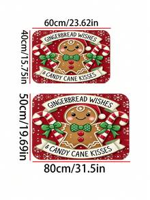 1pc Christmas Candy Man And Candy Cane Pattern Welcome Doormat, Machine Washable, Faux Cashmere Material, Suitable For Bathroom, Living Room, Bedroom, Kitchen, Office, Home Decor, Christmas Holiday Party Decoration - A - View 7