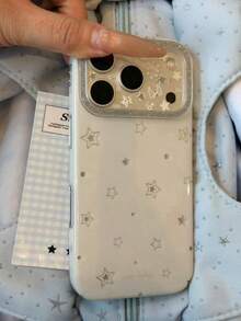 Cream White Minimalist Fashion Star Pattern Phone Case Compatible With Iphone 18 Pro Max, 18, 17, 16, 18 Pro, 17 Pro, 15, Women's New Style, Premium Feel, Unique Personalized, Shockproof Protective Cover - White - View 2