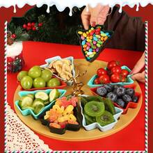 5-Compartment And 8-Compartment Creative Christmas Tree Multi-Slot Snack Tray, Holiday Candy And Nut Platter, High Aesthetic Decorative Fruit Bowl, Perfect For Daily Home Use, New Year, Christmas And Other Celebrations - Multicolor - View 3