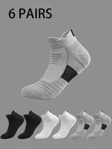 1/3/6 Pairs Thick Sports Short Socks For Men, Moisture-Wicking Tennis, Badminton, Running, Basketball Socks, Fall - Multicolor - View 24