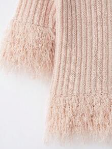DEEKA Autumn New Women's European And American Style Fashion Minimalist Versatile Design Niche Tassel Knit Top Jacket - Pink - View 7