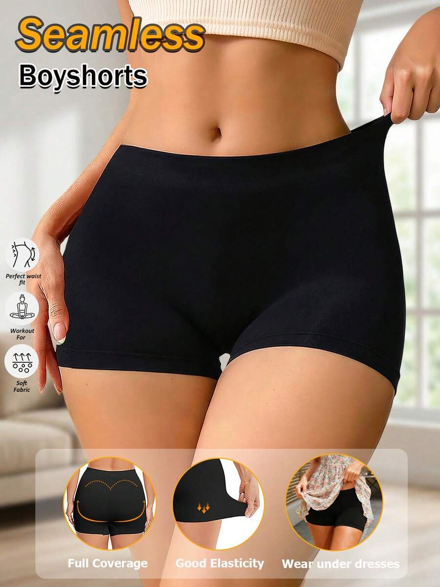 Women's Low-Rise Seamless Hipster Panties, Comfortable & Sexy, Soft & Smooth, Lifting & Shaping, Minimalist Style, Suitable For Wearing With Dresses In Summer - Black - View 1