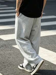Men's Casual Sports Pants, New Straight Leg Drawstring Casual Pants, Best Gift Choice For Husband/Boyfriend, Autumn/Winter - Light Grey - View 4