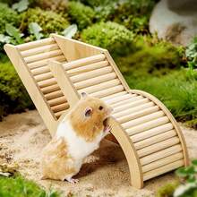 Natural Wood Cage Ladder Fence Set, Includes Chew Toys, Climbing Ladder Bridge, Suitable For Hamsters, Reptiles, Small Animals - Khaki - View 7