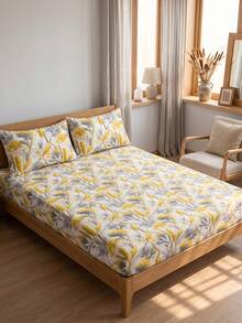 1pc Printed Fitted Sheet, Dorm Bedding Mattress Protector Bed Cover, Room Decor, Deep Pocket Dustproof Non‑Slip, Skin‑Friendly & Breathable, Supersoft & Lightweight, Fits Twin/Full/Queen/King, Machine Washable, Pillowcase Not Included - Multicolor - View 6