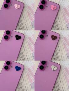 4pcs/8pcs Random Color Macaron Heart-Shaped Adhesive Hooks DIY Accessories Phone Case Decor With Back Glue - Multicolor - View 5