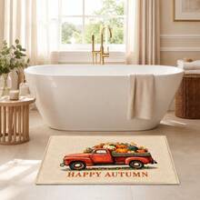 1pc, Autumn Truck Pattern Printed Faux Cashmere Kitchen Mat, Absorbent Kitchen Rug, Kitchen Carpet, Long Runner Mat, Sink Front Mat, Suitable For Kitchen, Bathroom, Entryway, Hallway, Laundry Room And Home Decor - Multicolor - View 9