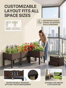 Outdoor Storage Box, Cabinet, And Shelf - 1 Pc Square Raised Planter Box - View 6