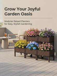 Outdoor Storage Box, Cabinet, And Shelf - 2 Pcs Square Raised Planter Box - View 9