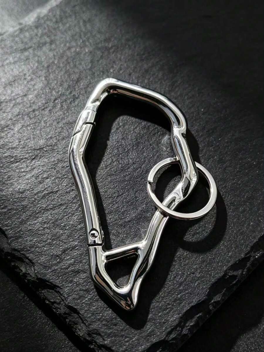 Fashionable New 1pc Asymmetric Climbing Carabiner Axe Design Keychain, Minimalist Niche Creative Key Pendant, Backpack Charm, Party Gift - Silver - View 1