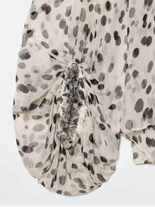 Liorin Autumn New Fashion Minimalist Versatile Long Sleeve Tie-Front Polka Dot Blouse - Polka Dots - View 9