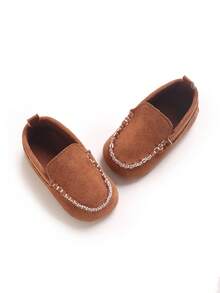 Fashionable Spring/Autumn 0-18 Months Newborn Bean Shoes, Soft Sole And Non-Detachable, Casual Infant Shoes Suitable For Walking - Brown - View 3