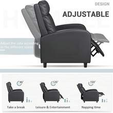 Recliner Chair, Recliner Sofa PU Leather For Adults, Black Recliners Home Theater Seating With Lumbar Support, Reclining Sofa Chair For Living Room - Black - View 7