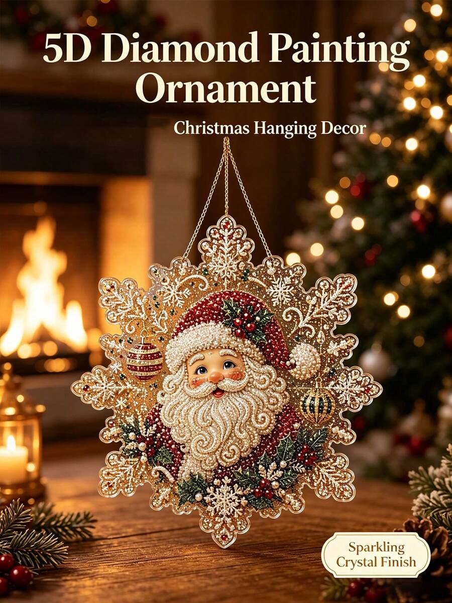 2D DIY Diamond Painting Acrylic Hanging Ornament Set, Sparkling Crystal Rhinestone Christmas Tree Hanging Decor, Suitable For Adult Beginners Craft Kit, Cozy Winter Holiday Home Decoration, Ideal Christmas Holiday Gift For Craft Enthusiasts - Sets - View 1