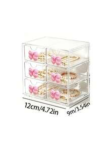 Mini Desktop Drawer Storage Box With Bow Decoration, Multi-Layer Jewelry And Cosmetics Storage Box, Desktop Storage, Suitable For Dressing Tables, Bedrooms, Office Supplies, Birthday Gifts, And School Season Gifts. - Multicolor - View 13