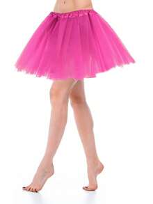 Adult Ballet Tulle Skirt, Suitable For Performance, Costume Party, Cake Skirt, COSPLAY, Cute 5-Layer Fluffy TUTU Party Skirt, Women's Christmas Accessory - Hot Pink - View 9