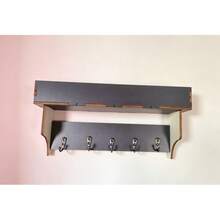 Wall-Mounted Key And Mail Organizer With Shelf And Mail Storage Rack. Mail Rack With 5 Hooks, Can Be Used To Hang Coats, Dog Leashes, Or As Home Decor Shelf Or Entryway Storage Rack. - Grey - View 6