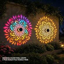 2pcs Mandala Solar Wall Lights, Outdoor Solar Lights, Garden Yard Backyard Gate Stairway Patio Decorative Lighting, Halloween Christmas Party Atmosphere Decoration, Ideal Garden Decor Gift - Solar Mandala - View 3