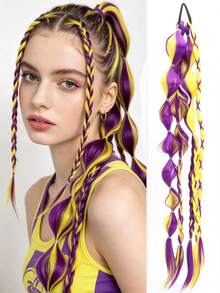 24 Inch Synthetic Bubble Ponytail Hair Extensions, Lightweight Colorful Hair Bundles For Women And Girls, Daily And Party Use - Multicolor - View 14