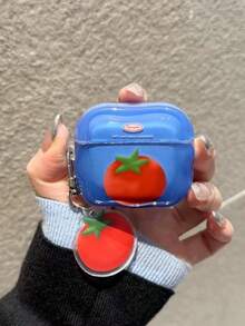 Korean Style Klein Blue Graffiti Tomato Design Soft Silicone Earphone Case Compatible With Apple 4th Gen, Pro 3rd Gen, 1/2/3, Pro 2, Anti-Drop, Women's - Blue - View 6