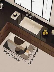 1pc Morandi Color-Block Geometric Half-Circle Patchwork 3.5mm Soft Rubber Kitchen Mat, Dirt-Resistant And Comfortable, Suitable For Entryway, Indoor/Outdoor Door Mat, Bathroom Mat, Hallway Rug, Small Carpet - Multicolor - View 16