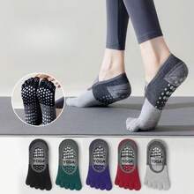 Open Back Strap Non‑Slip Pilates Socks With PVC Silicone Grips, Lightweight Breathable Split Toe Socks For Yoga Pilates Ballet Dance Home Workout, Multiple Colors, Anti‑Slip Toe Socks For Indoor Fitness, Improve Balance & Stability On Smooth Floors - Multicolor - View 1