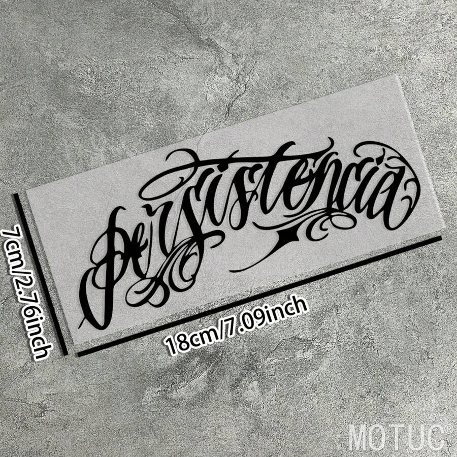 Durable Spanish Font Motorcycle Helmet Sticker, Sagunto Cursive Font Waterproof Vinyl Decal, Black/Red Version, Suitable For Motorcycle Helmets And Car Window Decoration - 1pc - View 1